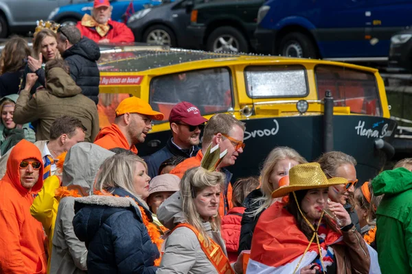 Crowd Boats Koningsdag Amsterdam Nederland 2019 — Stockfoto