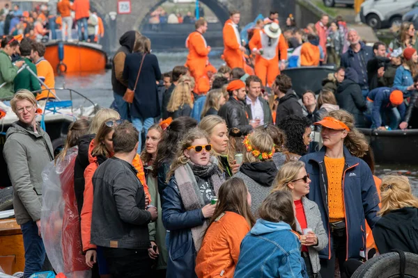 Crowd Boats Koningsdag Amsterdam Nederland 2019 — Stockfoto