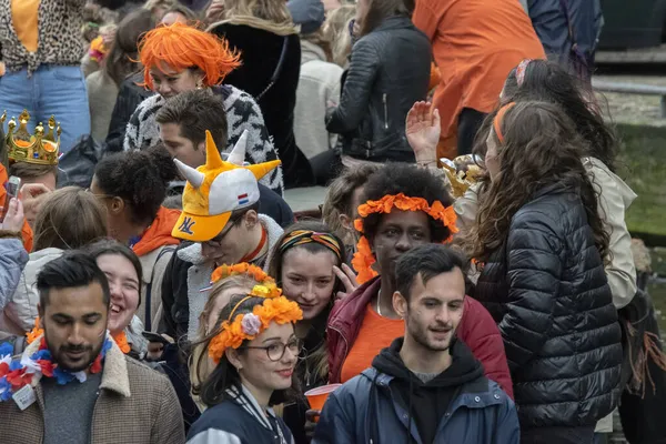 Crowd Boats Koningsdag Amsterdam Nederland 2019 — Stockfoto