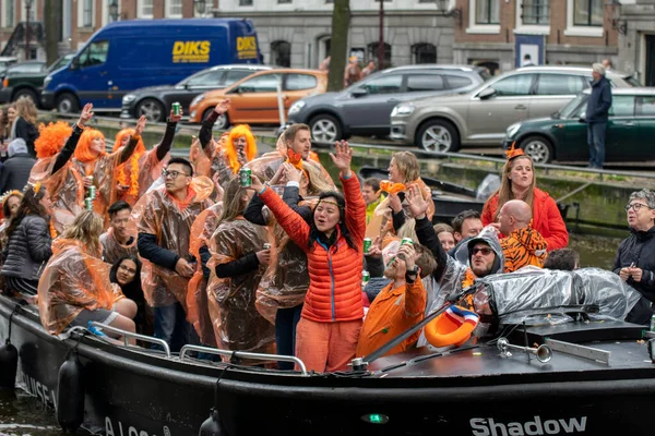 Crowd Boats Koningsdag Amsterdam Nederland 2019 — Stockfoto