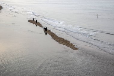 Lahey 'deki Karanlık Scheveningen Plajı Hollanda 28-12-2019