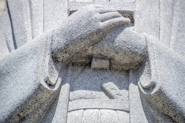 Detail Hände Halten Ein Kreuz Der Katholischen Kirche Osaka Japan — Stockfoto