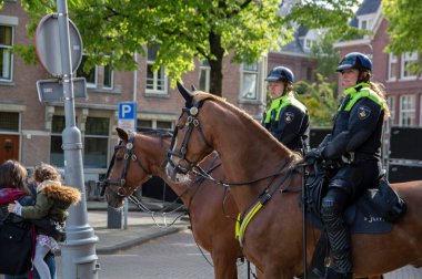 Amsterdam 'da Atlı Kadın Polis Memurları Hollanda 2019