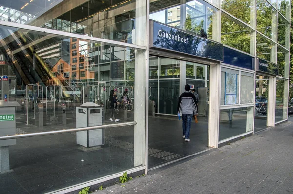 Entrée Station Métro Ganzenhoef Amsterdam Aux Pays Bas 2018 — Photo