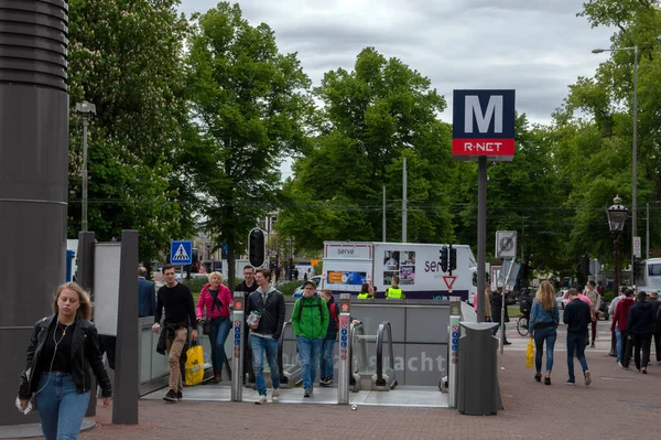 Entrée Station Métro Vijzelgracht Amsterdam Pays Bas 2019 — Photo