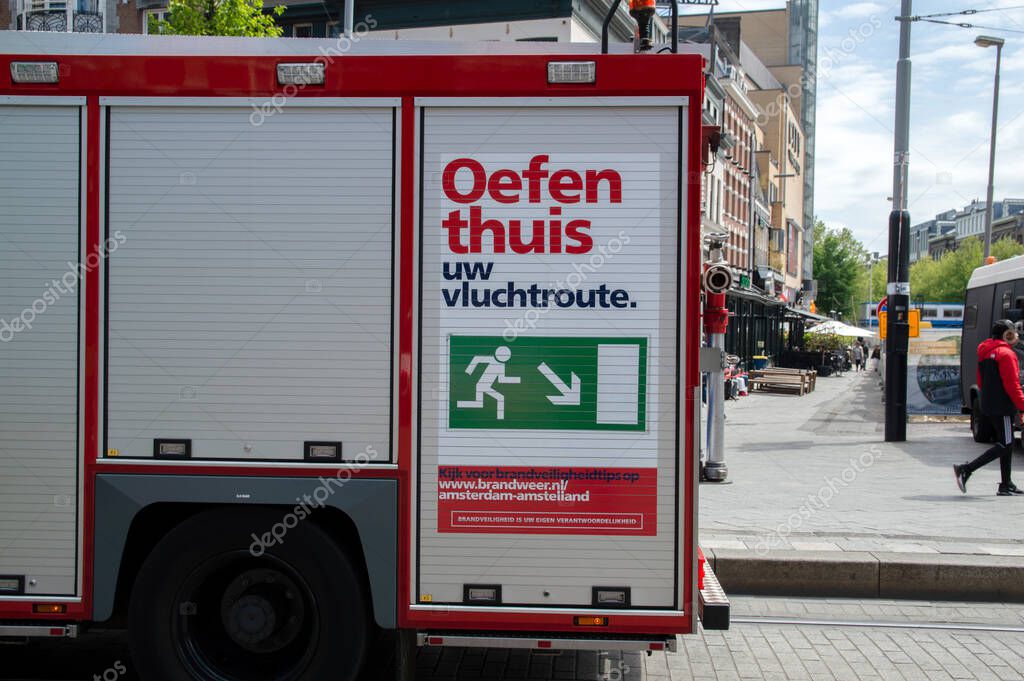 Fire Department Truck At The Leidseplein At Amsterdam The Netherlands 2019