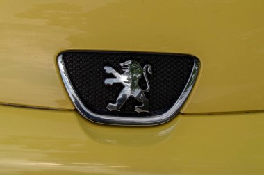 Amsterdam 'da Bir Peugot Aracının Logosu Hollanda 15-4-2021