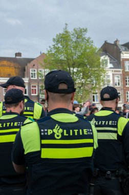 Ajax Hollanda Şampiyonlar Partisi Amsterdam Müzesi 'nde Polis Çalışıyor Hollanda 2019