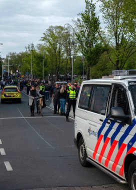 Ajax Hollanda Şampiyonlar Partisi Amsterdam Müzesi 'nde Polis Çalışıyor Hollanda 2019