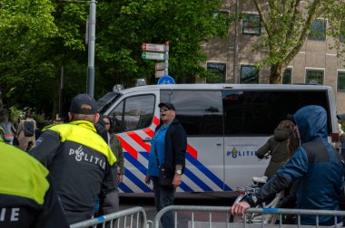 Ajax Hollanda Şampiyonlar Partisi Amsterdam Müzesi 'nde Polis Çalışıyor Hollanda 2019