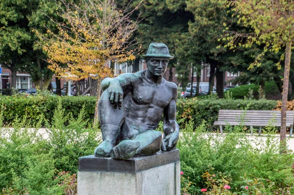 Estatua Rustende Tuinder Amsterdam Oeste Los Países Bajos 2018 — Foto de Stock