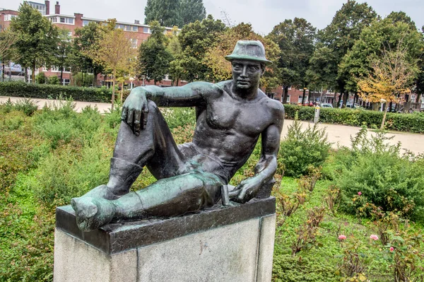 Statue Rustende Tuinder Amsterdam West Нідерланди 2018 — стокове фото