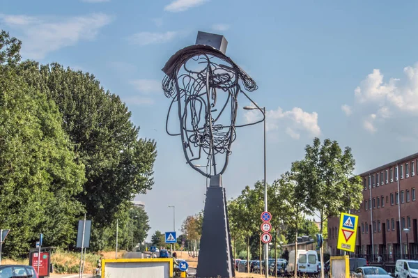 Estátua Kop Met Vier Neuzen Amsterdã Holanda 2018 — Fotografia de Stock