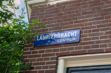 Amsterdam 'da Sokak İşareti Lauriergracht Hollanda 2-7-2019