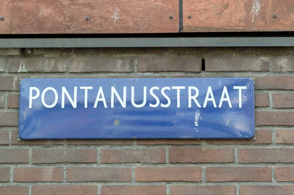 Gatuskylt Pontanusstraat Amsterdam Nederländerna 2021 — Stockfoto