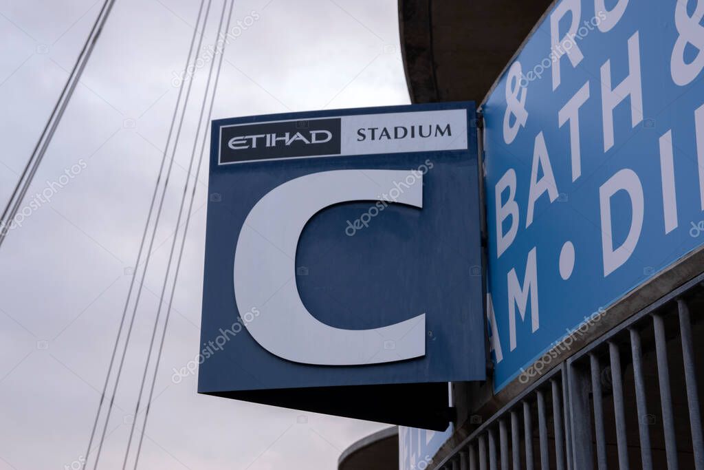 Billboard Entrance C Etihad Stadium Manchester Englands
