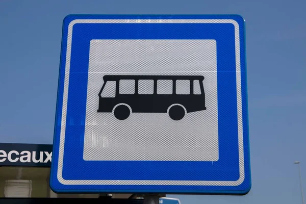 Bussskylt Amsterdam Nederländerna 2019 — Stockfoto