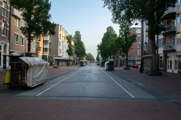 Empty Dappermarkt Market Morning Amsterdam Netherlands 2020 — Stock fotografie