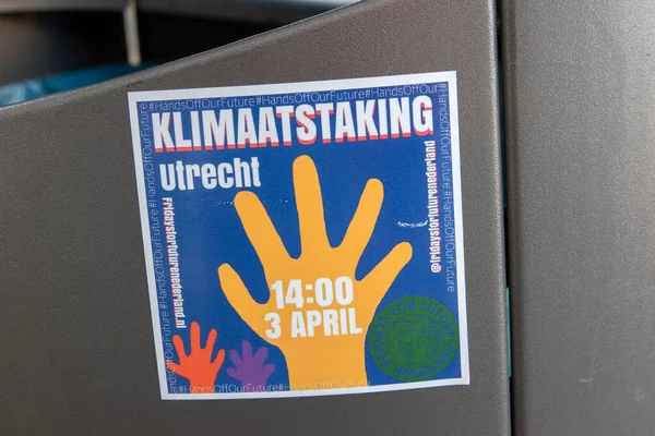 Επίδειξη Κλίματος Αυτοκόλλητων Ετικετών Στην Ουτρέχτη Απριλίου 2020 Στο Άμστερνταμ — Φωτογραφία Αρχείου