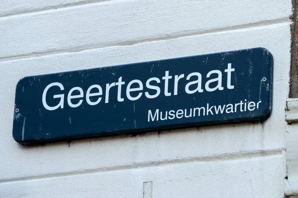 Street Sign Geertestraat Street Utrecht Holandia 2019 — Zdjęcie stockowe