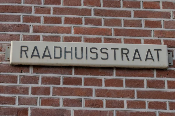 Уличный Знак Raadhuisstraat Diemen Netherlands 2020 — стоковое фото