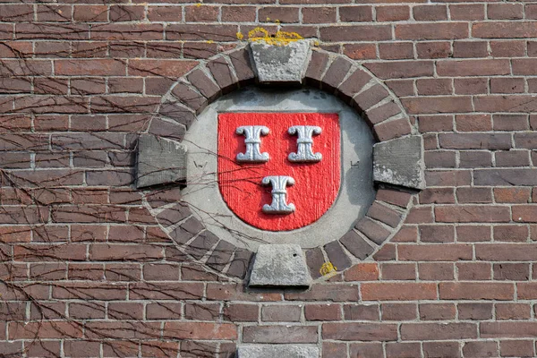 Crest Armas Antigo Edifício Raadhuis Baambrugge Holanda 2020 — Fotografia de Stock