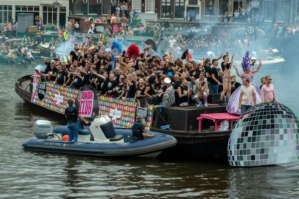 Cafe Achterom Boat Gay Pride Amsterdam Netherlands 2019 — стоковое фото