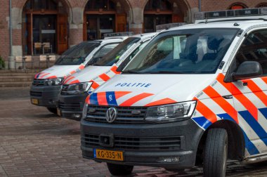 Polis arabaları Amsterdam 'da Hollanda 2019