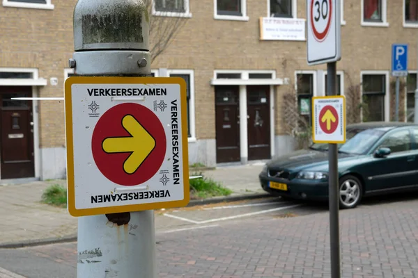 Sign Bicycle Traffic Exam School Children Amsterdam Netherlands 2019 — 图库照片