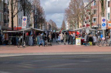 Dappermarkt Market Amsterdam 'ın dışında Hollanda 2019