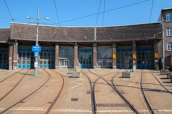 Amsterdam Tramvay Remise 2019 Hollanda — Stok fotoğraf