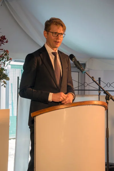 Ministro Sander Dekker Habla Almere Países Bajos 2018 Apertura Después — Foto de Stock