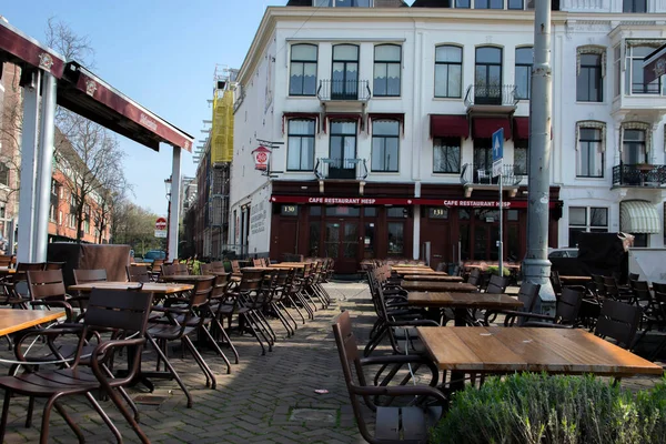 Leeg Terras Bij Restaurant Hesp Amsterdam 2019 — Stockfoto