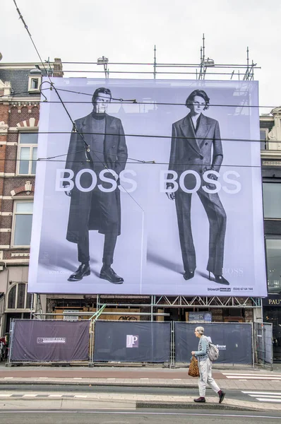 Billboard Hugo Boss Amsterdam Netherlands 2018 — Stock Photo, Image