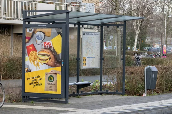 Bus Stop Martin Luther Kinglaan Diemen Netherlands — стокове фото
