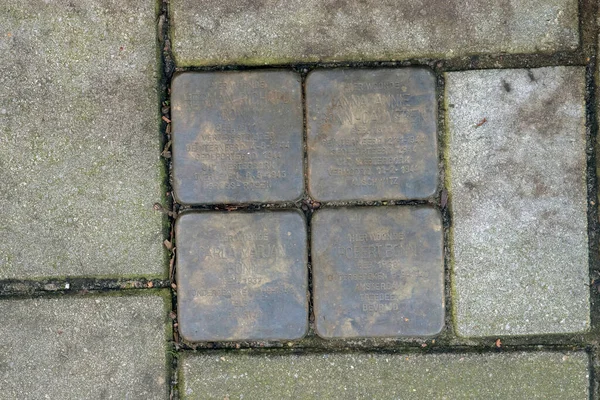 Stolperstein Memorial Stone Family Bonn Amsterdam Netherlands 2021 — Fotografia de Stock