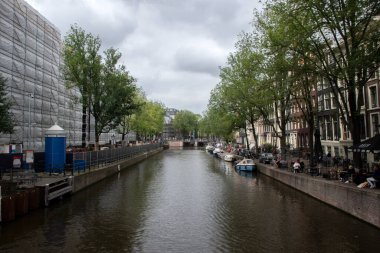 View From The Aalmoezeniersbrug Bridge At Amsterdam The Netherlands 2-9-2021