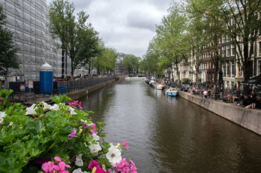 View From The Aalmoezeniersbrug Bridge At Amsterdam The Netherlands 2-9-2021