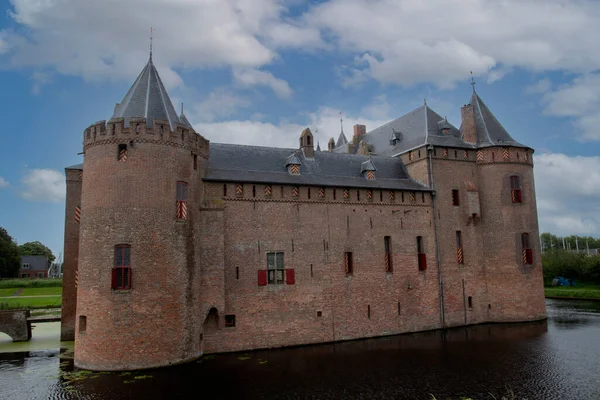 Blue Sky Clouds Muiderslot Castle Muiden Netherlands 2021 — Stockfoto