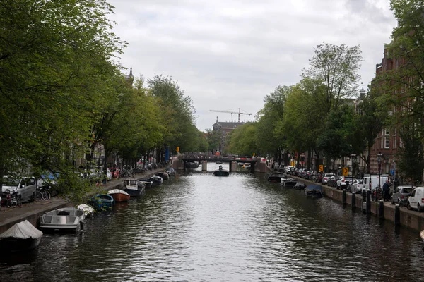 Θέα Από Γέφυρα Walenweeshuissluis Στο Άμστερνταμ Της Ολλανδίας — Φωτογραφία Αρχείου