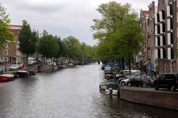 Вид Моста Канал Лейденфельда Канал Принсенхель Амстердаме Нидерланды — стоковое фото
