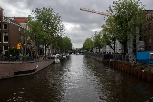 Vue Pont Canal Leidesgracht Voir Canal Prinsengracht Amsterdam Les Pays — Photo