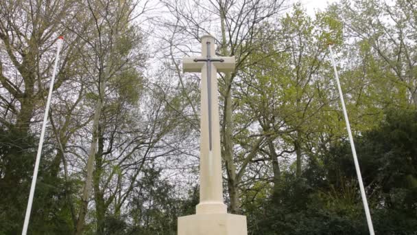 Cross Commonwealth War Graves Nieuwe Ooster Graveyard Amsterdam Paesi Bassi — Video Stock