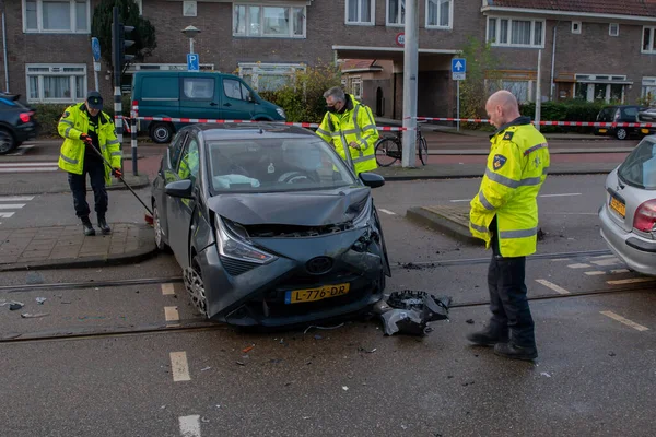 Limpeza Acidente Carro Amsterdã Países Baixos 2021 — Fotografia de Stock