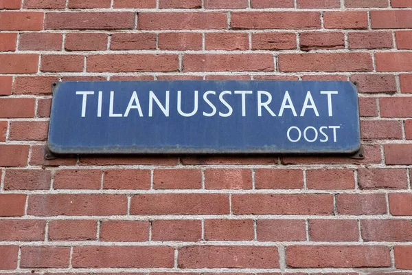 Street Sign Tilanusstraat Amszterdamban Hollandia 2021 — Stock Fotó