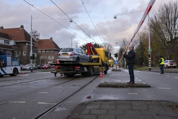 Tirando Fotos Acidente Carro Amsterdã Países Baixos 2021 — Fotografia de Stock