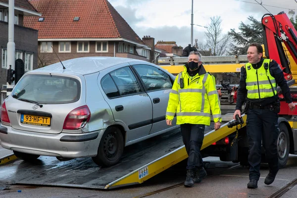 Rimozione Incidente Stradale Amsterdam Paesi Bassi 2021 — Foto Stock