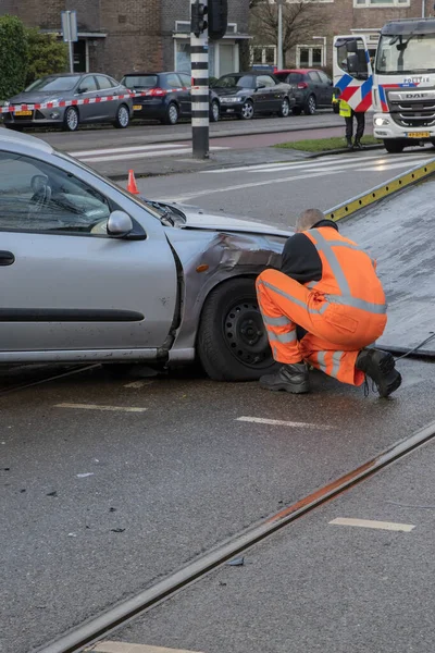 Rimozione Incidente Stradale Amsterdam Paesi Bassi 2021 — Foto Stock