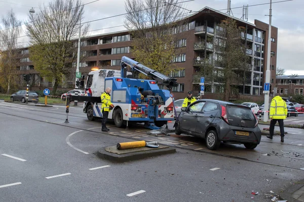 Rimozione Incidente Stradale Amsterdam Paesi Bassi 2021 — Foto Stock