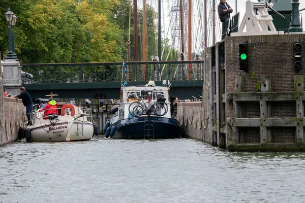 Ouverture Zeesluis Sluice Gate Muiden Pays Bas 2021 — Photo